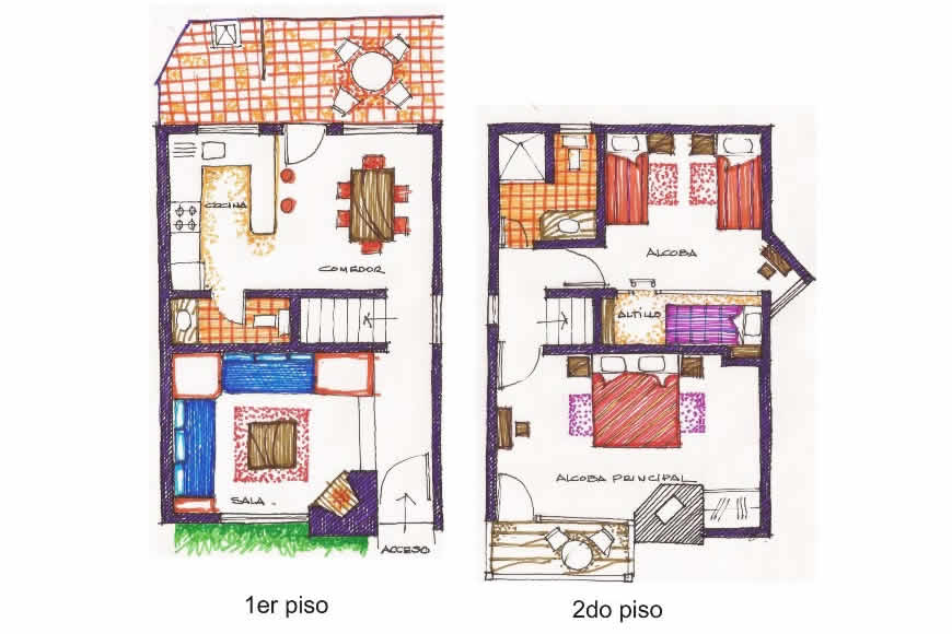 Plano casa de las aguas en Villa de Leyva