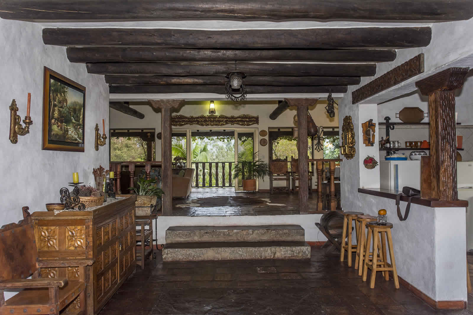 Pasillo de entrada casa El Pino en Villa de Leyva